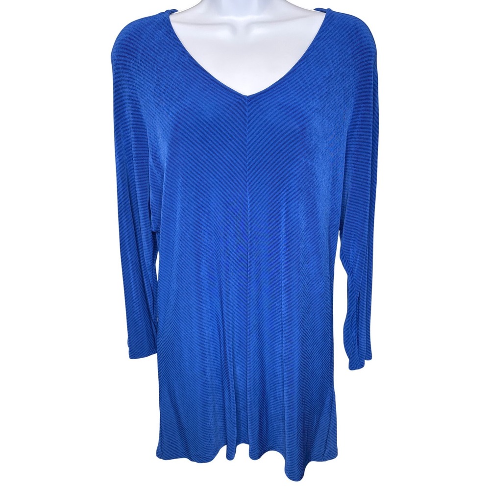 Chicos Womens Liquid Knit Royal Blue Tunic Top Sz 2 (US L) Excellent Cond Travel